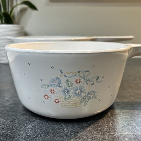 CorningWare Country Cornflower S-2.5-B, S-1.5-B, S-81-B Set Pots & Pans CLEAN! - Picture 6 of 14